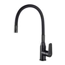 Смеситель для кухни Decoroom DR29 черный с гибким изливом однорычажный (DR29024BL)