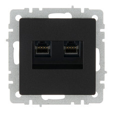 Розетка компьютерная IEK Brite РК10-2-БрЧ встраиваемая черная 2хRJ45 (BR-K20-1-K02)