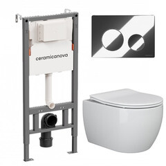 Комплект инсталляции Ceramicanova Balance с унитазом Ceramicanova Play с кнопкой хром и сиденьем дюропласт микролифт быстросъем (CN121001/CN3001)