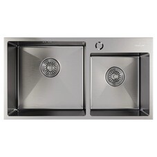 Мойка для кухни Mixline Pro 72х40х22 см врезная с двумя чашами с сифоном сталь сатин (547240)