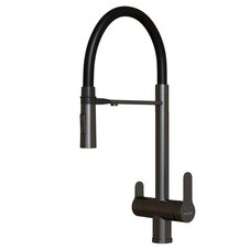Смеситель для кухни Mixline MLSS-0401BL графит с гибким изливом с подключением к фильтру однорычажный (556015)