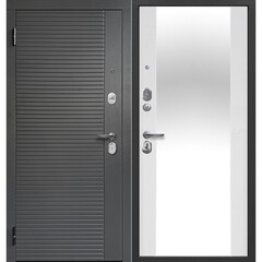 Дверь входная Ferroni Гарда левая сатин графит - белый матовый с зеркалом 860х2050 мм