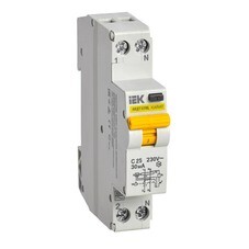 Автомат дифференциальный IEK Karat АВДТ32ML 25А 1+N тип AC 30 мА 6 кА (MVD12-1-025-C-030)