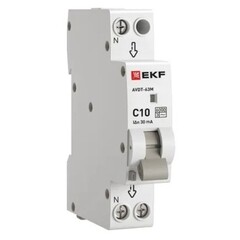 Автомат дифференциальный EKF PROxima АВДТ-63М 10А 1P+N тип AC 30 мА 6 кА (DA63M-10-30)
