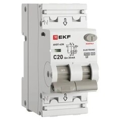 Автомат дифференциальный EKF PROxima АВДТ-63N 20А 1P+N тип A 30 мА 6 кА (D63N26EA20C30)