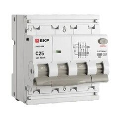Автомат дифференциальный EKF PROxima АВДТ-63N 25А 3P+N тип AC 30 мА 6 кА (D63N46E25C30)