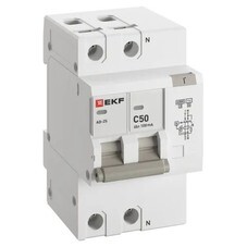 Автомат дифференциальный EKF PROxima АД-2 50А 1P+N тип AC 100 мА 6 кА (DA2-6-50-100S-pro)