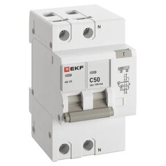 Автомат дифференциальный EKF PROxima АД-2 50А 1P+N тип AC 100 мА 6 кА (DA2-6-50-100S-pro)