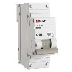 Автоматический выключатель модульный EKF PROxima ВА 47-63N 1P 10А тип C 10 кА 230 В (mcb47100-1-10C-pro)