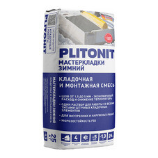 Клей для газобетона Plitonit Мастер Кладки зимний 25 кг