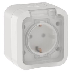 Розетка Tors TS320 накладная белая с заземлением с крышкой (TS-R16-16-55-K01)