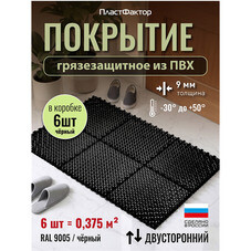 Коврик-покрытие грязезащитное Пластфактор Optima Duos глубокий черный RAL 9005 250х250х9 мм 0,375 кв.м