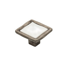 Ручка-кнопка мебельная Kerron Ceramic d31 мм металлическая с фарфоровой вставкой черненый старинный цинк (KF08-11 BAZ)
