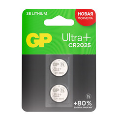 Батарейка GP Batteries Ultra+ Литий таблетка CR2025 3 В (2 шт.) (GP CR2025UP-2CCRSBC2/3891)
