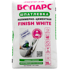Шпаклевка полимерно-цементная Боларс Finish White финишная белая 20 кг