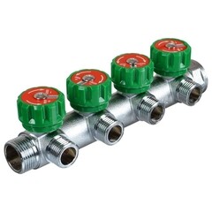 Коллектор Terma 3/4 ВР(г) х 4 выхода 1/2 НР(ш) х 3/4 НР(ш) регулируемый (14021)