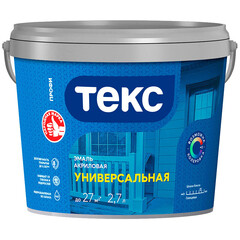 Эмаль универсальная акриловая Текс Профи основа D бесцветная глянцевая 2,7 л