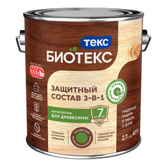 Антисептик Текс Bioteks 2-в-1/3-в-1 декоративный для дерева махагон 2,7 л