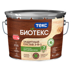 Антисептик Текс Bioteks 2-в-1/3-в-1 декоративный для дерева сосна 9 л