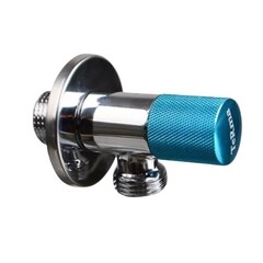 Кран латунный Terma 1/2 НР(ш) х 1/2 НР(ш) для подключения бытовой техники синий вентиль угловой (26214)
