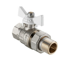 Кран шаровой латунный Valtec Base-ГОСТ 1/2 ВР(г) х 1/2 НР(ш) бабочка со сгоном прямой (VT.227S.NW.04)