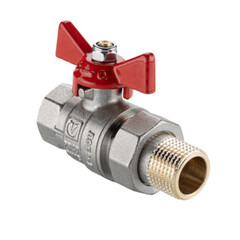 Кран шаровой латунный Valtec Base-ГОСТ 3/4 ВР(г) х 3/4 НР(ш) бабочка со сгоном прямой (VT.227S.N.05)