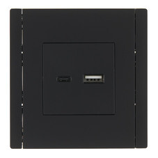 Розетка IEK Forte&Piano FP151 встраиваемая черная без заземления с USB-A/ Type-C (FP-U22-018-K02)