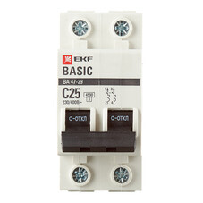 Автоматический выключатель модульный EKF Basic ВА 47-29 2P 25А тип C 4,5 кА 230 В (mcb4729-2-25C)