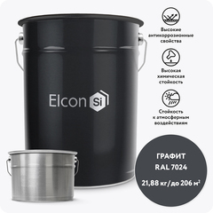 Эмаль полиуретановая Elcon PU графит RAL 7024 полуглянцевая 20 кг + 1,88 кг