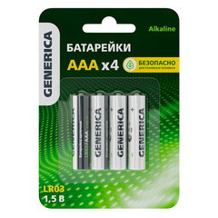 Батарейка Generica Alkaline мизинчиковый LR03 1,5 В (4 шт.) (ABT-LR03-ST-L04-G/4830)