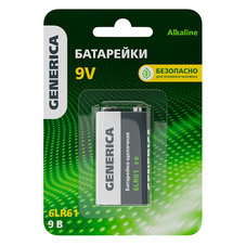 Батарейка Generica Alkaline 9V крона 6LR61 9 В (1 шт.) (ABT-6LR619V-ST-L02-G/5028)