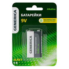Батарейка Generica Alkaline 9V крона 6LR61 9 В (1 шт.) (ABT-6LR619V-ST-L02-G/5028)