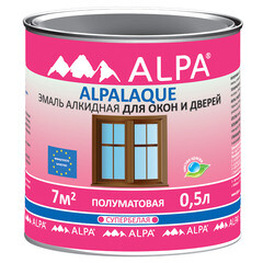Эмаль алкидная Alpa лак для окон и дверей основа А полуматовая 0,5 л