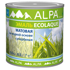 Эмаль на водной основе Alpa Ecolaque белая матовая 0,5 л