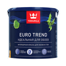 Краска водно-дисперсионная для обоев и стен Tikkurila Euro Trend белая основа A матовая 2,7 л
