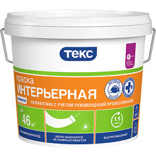 Краска водно-дисперсионная интерьерная для стен и потолка Текс Универсал белая глубокоматовая 7 кг