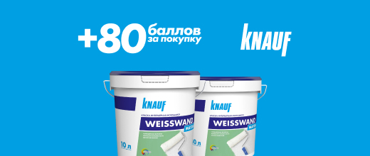 Получите 80 баллов при покупке 2 банок краски Knauf