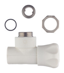 Клапан полипропиленовый Valtec 20 мм х 1/2 НР(ш) для радиатора с американкой угловой (VTp.718.V.02004) - фото 2