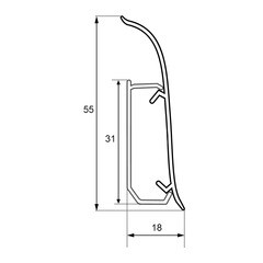 Плинтус ПВХ напольный Winart 55 мм хедсон 2200 мм Г-профиль со съемной панелью - фото 3