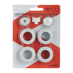 Набор присоединительный 1" х 3/4" для радиатора белый 7 предметов (685642) - фото 2