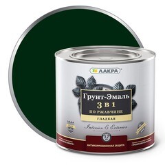 Грунт-эмаль по ржавчине Лакра 3в1 зеленый мох 1,7 кг