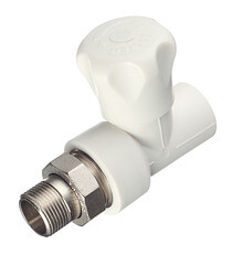 Клапан полипропиленовый Valtec 25 мм х 3/4 НР(ш) для радиатора с американкой (VTp.717.V.02505) - фото 1