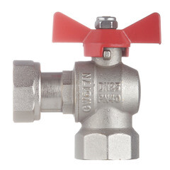 Кран шаровой латунный Valtec Base 1 ВР(г) х 1 ВР(г) бабочка с накидной гайкой угловой (VT.266.N.0606) - фото 6