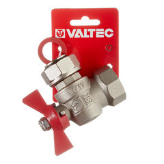 Кран шаровой латунный Valtec Base 1 ВР(г) х 1 ВР(г) бабочка с накидной гайкой угловой (VT.266.N.0606) - фото 2