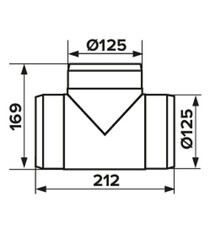 Тройник для круглых воздуховодов Era пластиковый d125 мм 90° - фото 2