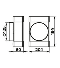 Соединитель Т-образный пластиковый для плоских воздуховодов 60х204 мм с круглыми d125 мм - фото 4