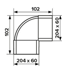 Колено вертикальное пластиковое для плоских воздуховодов 60х204 мм 90° - фото 3