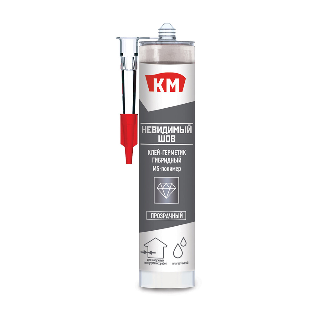 Клей-герметик монтажный гибридный КМ Невидимый шов прозрачный 280 мл