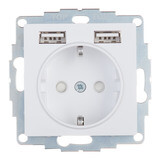 Розетка Systeme Electric AtlasDesign встраиваемая белая 2хUSB-А (ATN000130)