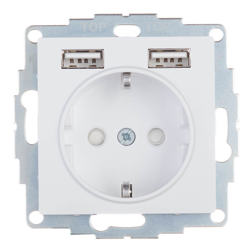 Изображение товара Встраиваемая белая розетка с USB 2х USB от Systeme Electric AtlasDesign